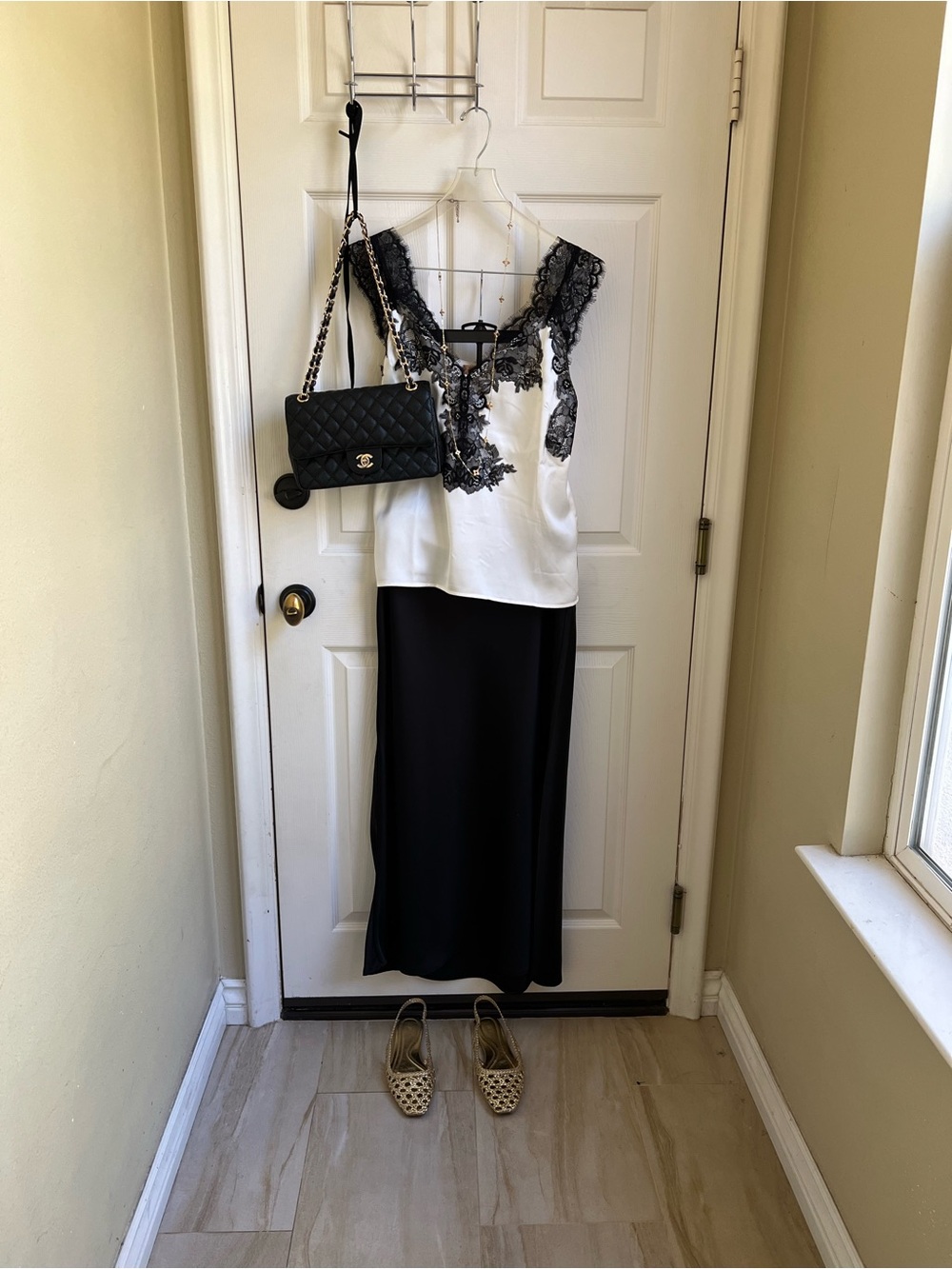 White and Black Lace Trim Camisole Cami Tank - Picture 10 of 11